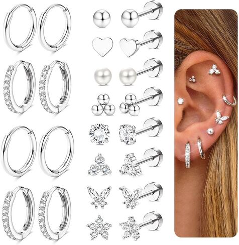 Jstyle Hypoallergenic Gold Stud Hoop Earrings for Women Men Surgical Stainless Steel Flat Back Earrings Small 14K Gold Huggie Hoops Cartilage Earring Set for Multiple Piercing Jewelry Gifts for Women in Saudi Arabia