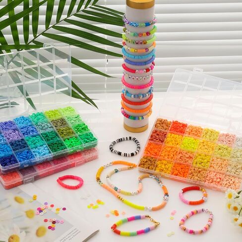 Xseino 33000pcs Clay Beads Makelet Makelet - 180 Collors 8boxes Polymer Clay Beads و 2 styles beads ， مع إكسسوارات صنع المجوهرات الغنية و 3 لفائف بلورية من الحرف اليدوية in Kuwait