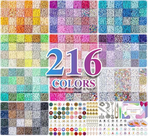 Xseino 33000pcs Clay Beads Makelet Makelet - 180 Collors 8boxes Polymer Clay Beads و 2 styles beads ， مع إكسسوارات صنع المجوهرات الغنية و 3 لفائف بلورية من الحرف اليدوية in Kuwait