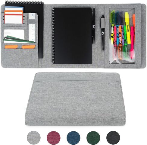 غلاف مخطط قوي لـ Rocketbook Smart Notebook - Padfolio المقاوم للماء ، Padfolio الأعمال مع سطح كتابة الشركة ، يناسب الحجم التنفيذي A5 ، Rocketbook Accessories (Gray) in Saudi Arabia