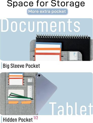 غلاف مخطط قوي لـ Rocketbook Smart Notebook - Padfolio المقاوم للماء ، Padfolio الأعمال مع سطح كتابة الشركة ، يناسب الحجم التنفيذي A5 ، Rocketbook Accessories (Gray) in Saudi Arabia