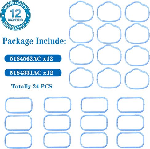 MS97204 Intake Manifold Gasket Lower &Upper Gasket Plenum Set For Chrysler 200 300 Dodge Avenger Challenger Charger Caravan Grand Cherokee Durango Ram 1500 Ram JEEP Wrangler 3.6L MS97205(12PCS) in Kuwait