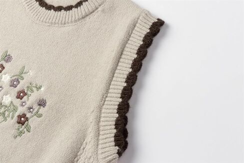 Mud Kingdom Girls Knit Sweater Vest Sleeveless Floral Embroidery Knitted Crewneck Top in Kuwait