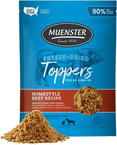 Muenster 3-in-1 Turkey-Duck-Chicken Freeze Dried Dog Food Topper (5oz) - Made in USA in Kuwait