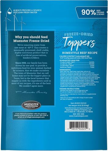 Muenster 3-in-1 Turkey-Duck-Chicken Freeze Dried Dog Food Topper (5oz) - Made in USA in Kuwait