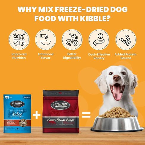 Muenster 3-in-1 Turkey-Duck-Chicken Freeze Dried Dog Food Topper (5oz) - Made in USA in Kuwait