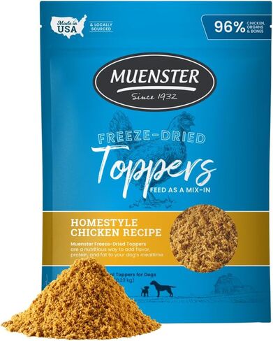 Muenster 3-in-1 Turkey-Duck-Chicken Freeze Dried Dog Food Topper (5oz) - Made in USA in Kuwait