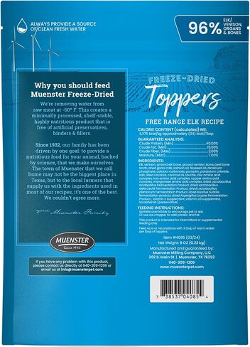 Muenster 3-in-1 Turkey-Duck-Chicken Freeze Dried Dog Food Topper (5oz) - Made in USA in Kuwait