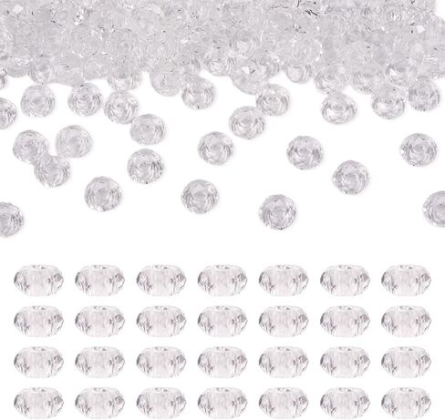 KISSITTY 100pcs Clear Glass Faceted European Beads Bulk Crystal Large Hole Loose Rondelle Spacer Beads Slide Charms No Metal Core 14x8mm for DIY Bracelet Necklace Jewelry Crafts Making Hole:5mm in Saudi Arabia