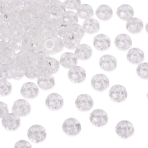 KISSITTY 100pcs Clear Glass Faceted European Beads Bulk Crystal Large Hole Loose Rondelle Spacer Beads Slide Charms No Metal Core 14x8mm for DIY Bracelet Necklace Jewelry Crafts Making Hole:5mm in Saudi Arabia