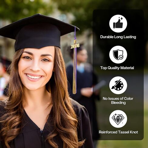 2025 Tassel Graduation, Tassels for Graduation Cap 2025, Blue White Tassel Cap Decorations with Gold Charms Memorial Cords Graduate Hat Ceremonies Accessories for Class of School Grad Souvenir Gifts in Kuwait