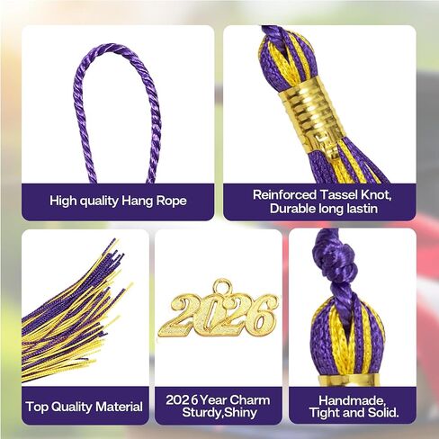 2025 Tassel Graduation, Tassels for Graduation Cap 2025, Blue White Tassel Cap Decorations with Gold Charms Memorial Cords Graduate Hat Ceremonies Accessories for Class of School Grad Souvenir Gifts in Kuwait