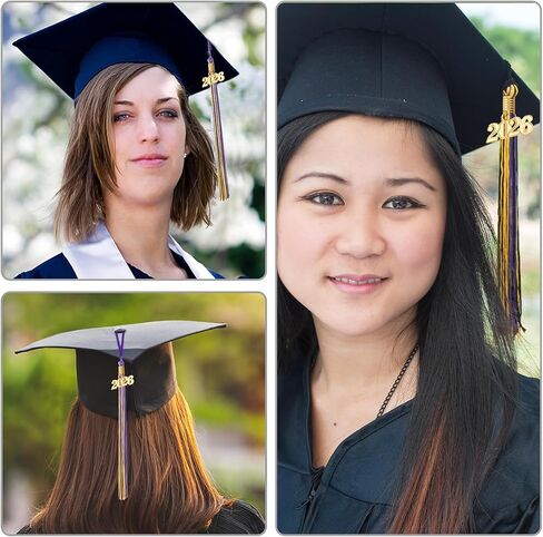 2025 Tassel Graduation, Tassels for Graduation Cap 2025, Blue White Tassel Cap Decorations with Gold Charms Memorial Cords Graduate Hat Ceremonies Accessories for Class of School Grad Souvenir Gifts in Kuwait