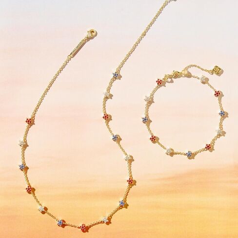 Kendra Scott Womens Sierra Star Crystal Strand Necklace Gold Red White Blue Mix Size One Size One in Saudi Arabia