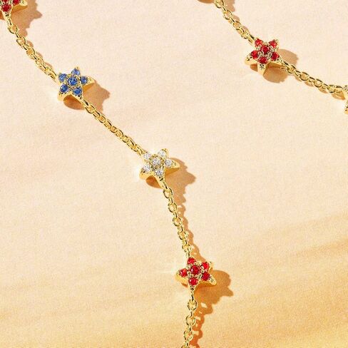 Kendra Scott Womens Sierra Star Crystal Strand Necklace Gold Red White Blue Mix Size One Size One in Saudi Arabia