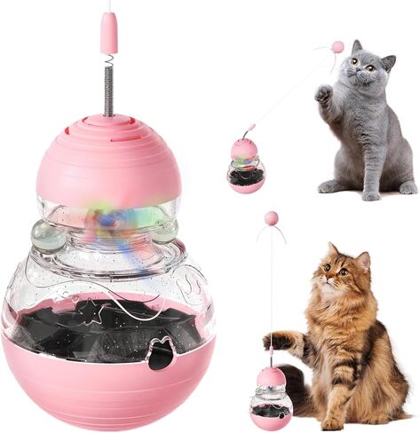 Cat Interactive Toys Engaging Wand, Durable Slow Food Treat Dispenser, and Tumbler Design for Indoor Cats, Ideal for Boredom Relief Gift for Kitten, Grape Purple in Kuwait