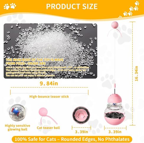 Cat Interactive Toys Engaging Wand, Durable Slow Food Treat Dispenser, and Tumbler Design for Indoor Cats, Ideal for Boredom Relief Gift for Kitten, Grape Purple in Kuwait