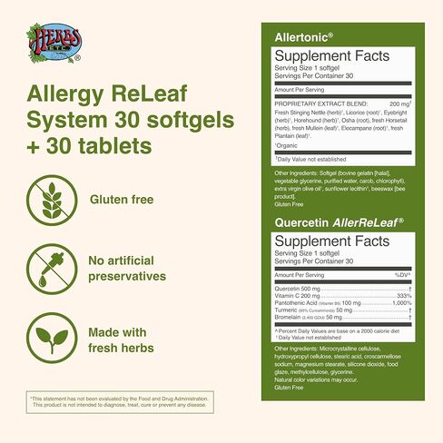 Herbs Etc. Allergy ReLeaf System - Seasonal Discomfort Supplement - Provides Seasonal Support for Sneezing & Itchy Eyes - Supports Sinus Function - 60 Softgels (60 Servings), 60 Tablets (60 Servings) in Saudi Arabia