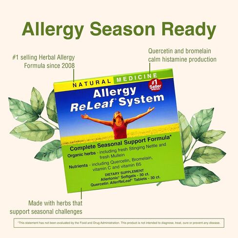 Herbs Etc. Allergy ReLeaf System - Seasonal Discomfort Supplement - Provides Seasonal Support for Sneezing & Itchy Eyes - Supports Sinus Function - 60 Softgels (60 Servings), 60 Tablets (60 Servings) in Saudi Arabia