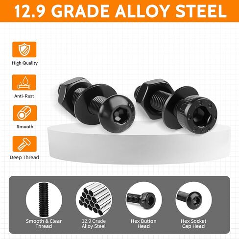 1760 قطعة من مجموعة البراغي المترية، مجموعة مسامير وصواميل مترية من سبائك الصلب من الدرجة 12.9 M2 M3 M4 M5، غطاء رأس مقبس سداسي مطلي بالزنك الأسود، مجموعة صواميل ومسامير مترية مع مفاتيح سداسية in Kuwait