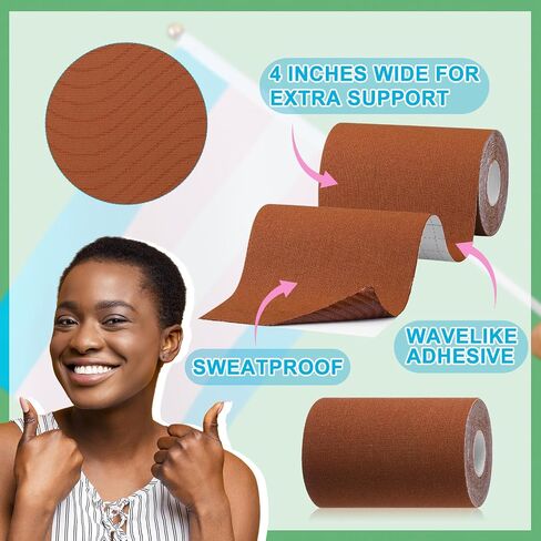 2 Rolls Trans FTM Binder Tape for Chest Binding Adhesive Trans Chest Tape Flat Invisible Tape for Breast Lift Boob Body Shaping, 4 Inch x 13 ft Each in Saudi Arabia