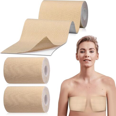 2 Rolls Trans FTM Binder Tape for Chest Binding Adhesive Trans Chest Tape Flat Invisible Tape for Breast Lift Boob Body Shaping, 4 Inch x 13 ft Each in Saudi Arabia