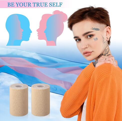 2 Rolls Trans FTM Binder Tape for Chest Binding Adhesive Trans Chest Tape Flat Invisible Tape for Breast Lift Boob Body Shaping, 4 Inch x 13 ft Each in Saudi Arabia