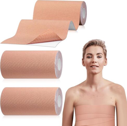 2 Rolls Trans FTM Binder Tape for Chest Binding Adhesive Trans Chest Tape Flat Invisible Tape for Breast Lift Boob Body Shaping, 4 Inch x 13 ft Each in Saudi Arabia