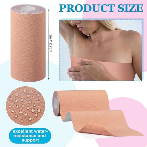 2 Rolls Trans FTM Binder Tape for Chest Binding Adhesive Trans Chest Tape Flat Invisible Tape for Breast Lift Boob Body Shaping, 4 Inch x 13 ft Each in Saudi Arabia