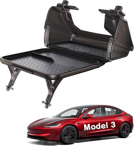 For Tesla Model Y (2019~2026) Console Organizer - 1* [2-in-1 Car Food Tray& Behind Screen Organizer] and 1* Under Screen Storage Box Hidden Design Compatible with Model Y Juniper - with Anti-Slip Mat in Saudi Arabia