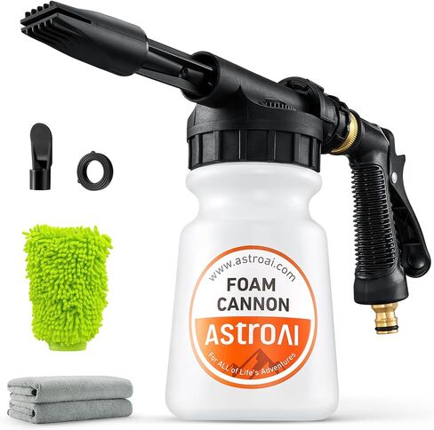 AstroAI Foam Gun Car Wash Gun with Wash Mitt, Quick Connect to Most Garden Hose, Foam Blaster Equips with 3/4" Universal Garden 3/8" Quick Connector, Amber Lable in Saudi Arabia