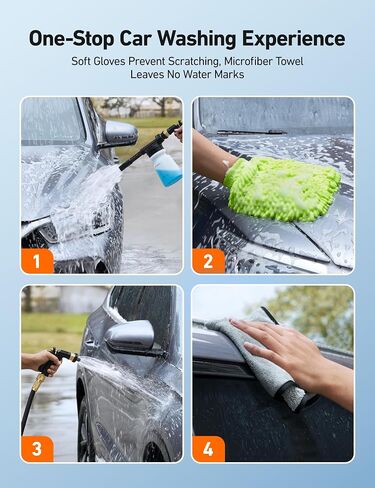 AstroAI Foam Gun Car Wash Gun with Wash Mitt, Quick Connect to Most Garden Hose, Foam Blaster Equips with 3/4" Universal Garden 3/8" Quick Connector, Amber Lable in Saudi Arabia