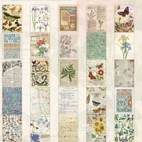 537pcs ملصقات وأوراق Washi عتيقة للاصطدامات ، كتاب الفتحة للمجلة مع الملصقات النباتية وورقة Decoupage Decoft in Kuwait
