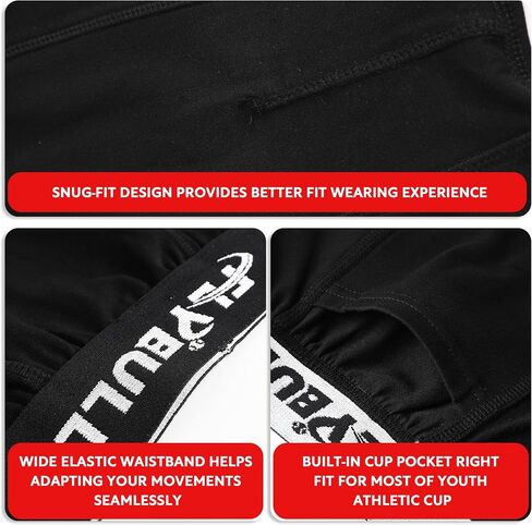 2-Pack Boys Cup Underwear Youth Boxer Briefs with 1 Soft Protective Athletic Cup for Baseball, Football, Lacrosse in Kuwait