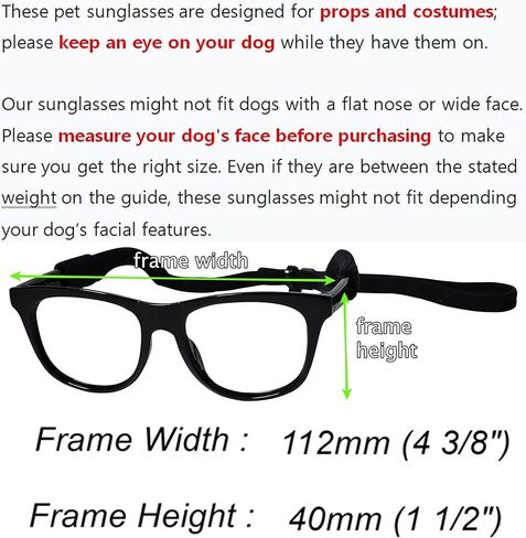 G006 Dog Pet 80s Costume Sunglasses Prop Photoshoot Medium Breeds 20-40 lbs (Black-Clear Lens) in Kuwait
