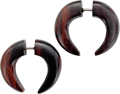 UMBRELLALABORATORY Tribal Organic Wooden Earrings Fake Gauges Sold As Pair Bohemian Jewelry Beach Tropical Tattoo in Kuwait