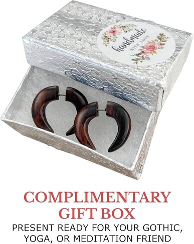 UMBRELLALABORATORY Tribal Organic Wooden Earrings Fake Gauges Sold As Pair Bohemian Jewelry Beach Tropical Tattoo in Kuwait