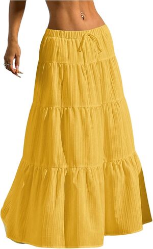 Verdusa Women's Flowy Flared Groude Boho Long Tkirt Summer Maxi Skirt in Kuwait