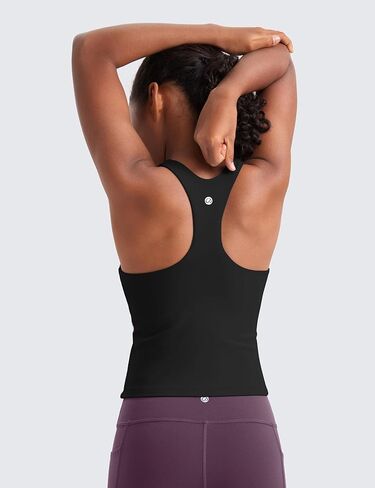 CRZ YOGA Girls Butterluxe Double Lined Tank Tops Waist Length High Neck Racerback Sleeveless Teen Kids Active Casual Dance in Kuwait