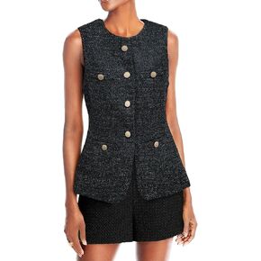 Women's 2025 Summer Tweed Vest Tops Y2K Long Sleeveless Lightweight Fashion Fully-Lined Elegant Casual with Pockets in Kuwait