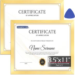 HOMERHYME Diploma Frame, 8.5 by 11 Black Picture Frames, Certificate Frame with Clear Plexiglass, 8.5 x 11 Photo Award Document Degree Record Frames for Collage Gallery Wall Display, 2 Pack in Kuwait