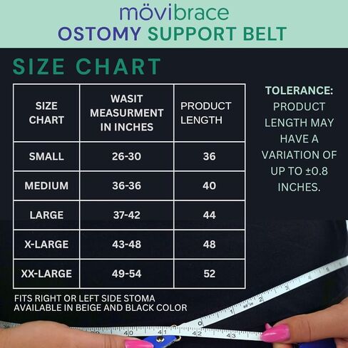 Movibrace Abdominal Ostomy Belt for Post-Operative Care after Colostomy or Ileostomy Surgery Abdomen (Large), Black in Kuwait