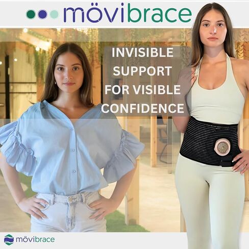 Movibrace Abdominal Ostomy Belt for Post-Operative Care after Colostomy or Ileostomy Surgery Abdomen (Large), Black in Kuwait