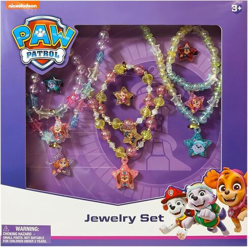 LUV HER Paw Patrol Girl's Jewelry Set - Dress up 3 Piece Toy Jewelry Box Set with Bead Necklace, Bracelet and Ring - Play Accessories - Ages 3+ in Saudi Arabia
