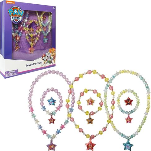 LUV HER Paw Patrol Girl's Jewelry Set - Dress up 3 Piece Toy Jewelry Box Set with Bead Necklace, Bracelet and Ring - Play Accessories - Ages 3+ in Saudi Arabia
