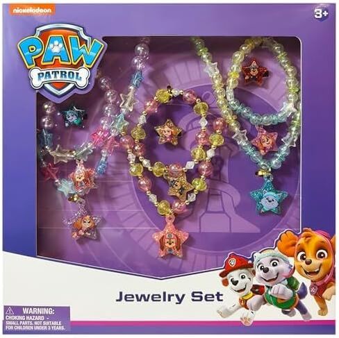 LUV HER Paw Patrol Girl's Jewelry Set - Dress up 3 Piece Toy Jewelry Box Set with Bead Necklace, Bracelet and Ring - Play Accessories - Ages 3+ in Saudi Arabia