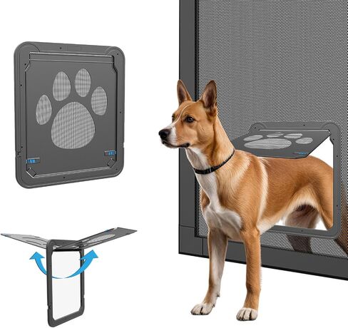 Dog Door for Screen Door with Magnetic Auto-Close, Lockable Doggy Door for Screen Door, Pet Easy Access for Sliding Screen Door in Saudi Arabia
