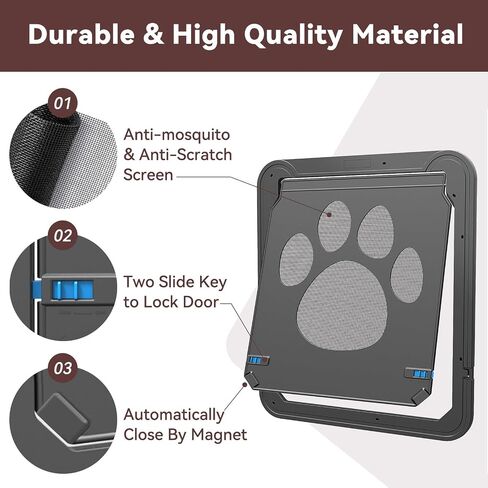 Dog Door for Screen Door with Magnetic Auto-Close, Lockable Doggy Door for Screen Door, Pet Easy Access for Sliding Screen Door in Saudi Arabia