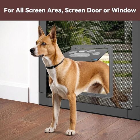 Dog Door for Screen Door with Magnetic Auto-Close, Lockable Doggy Door for Screen Door, Pet Easy Access for Sliding Screen Door in Saudi Arabia