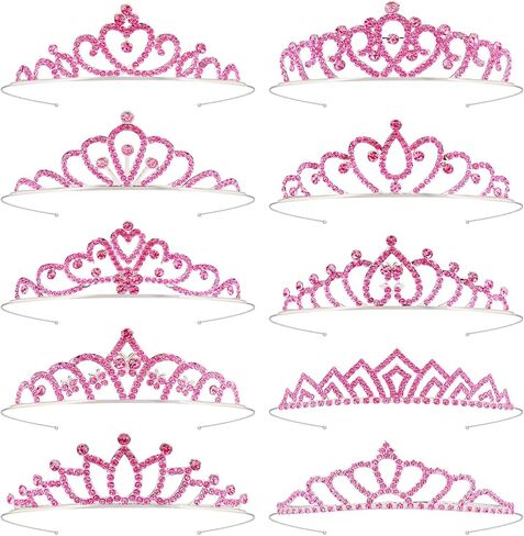 Tiaras Crowns Headbands for Girls Women 10 Pcs Small Silver Princess Tiara Bulk Crown Tiaras Rapunzel Crowns for Wedding Birthday Crystal Tiara for Prom, Bride, Pageant, Halloween in Kuwait